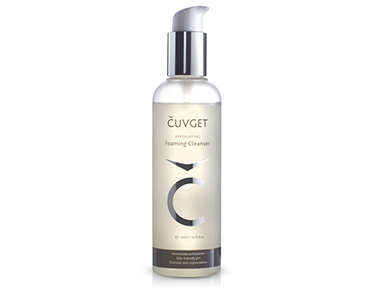 Start your skin care routine with CUVGET’s Exfoliating Foaming Cleanser which will leave your skin smooth and refreshed while maintaining its natural pH level. This gel-based, enzyme cleanser gently cleans and exfoliates your skin, creating a vibrant, more youthful appearance. This product goes beyond a simple face wash as it is designed to stimulate skin rejuvenation when used alongside our other products. However, it is effective when used on its own to maintain clean, healthy skin without the use of harsh chemicals. 